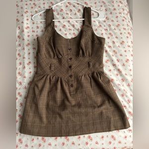 brown plaid babydoll top